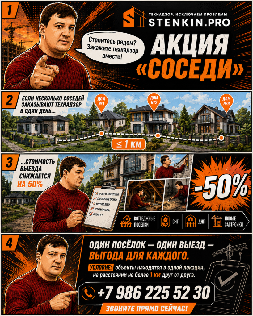 закажите технадзор вместе с соседями и сэкономьте на выезде специалиста