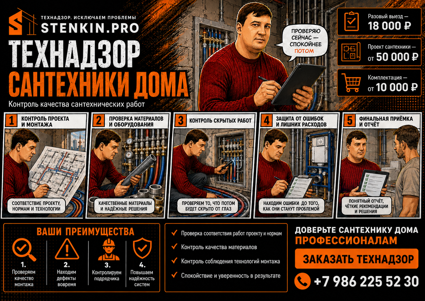 заказать технадзор сантехники дома