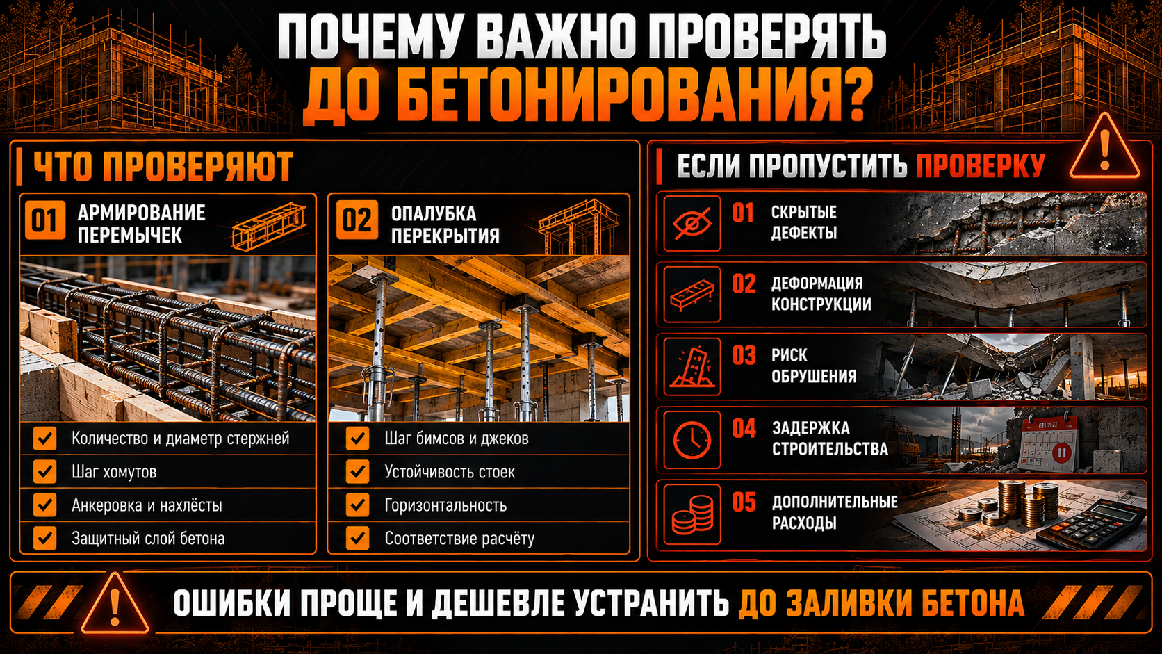Своевременная проверка перед бетонированием